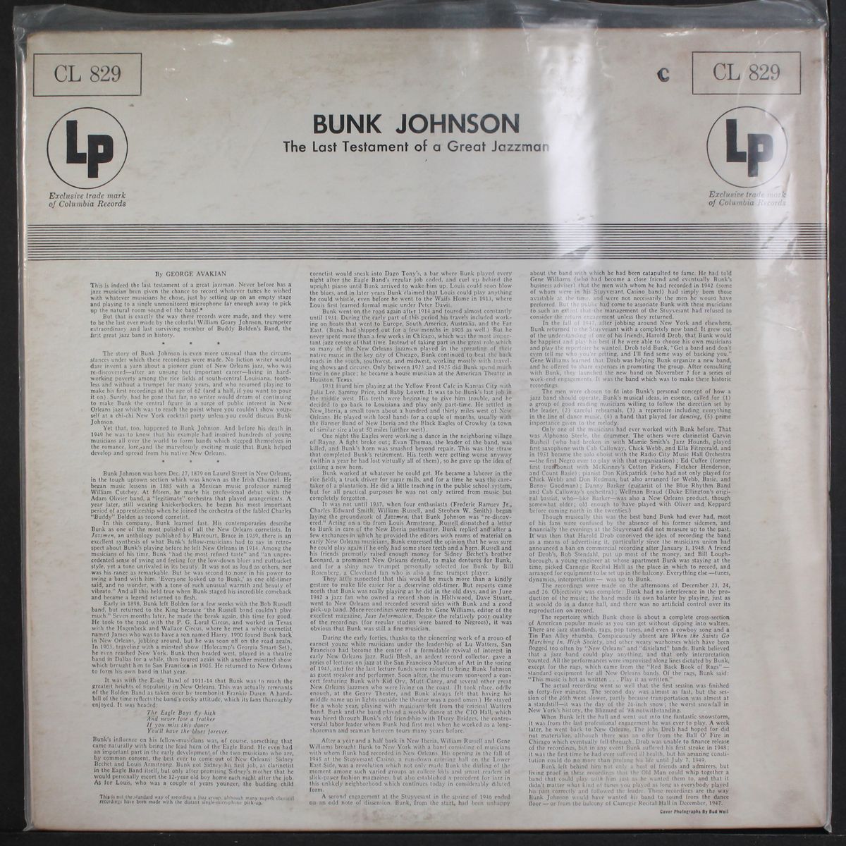 the last testament of a great jazzman by BUNK JOHNSON