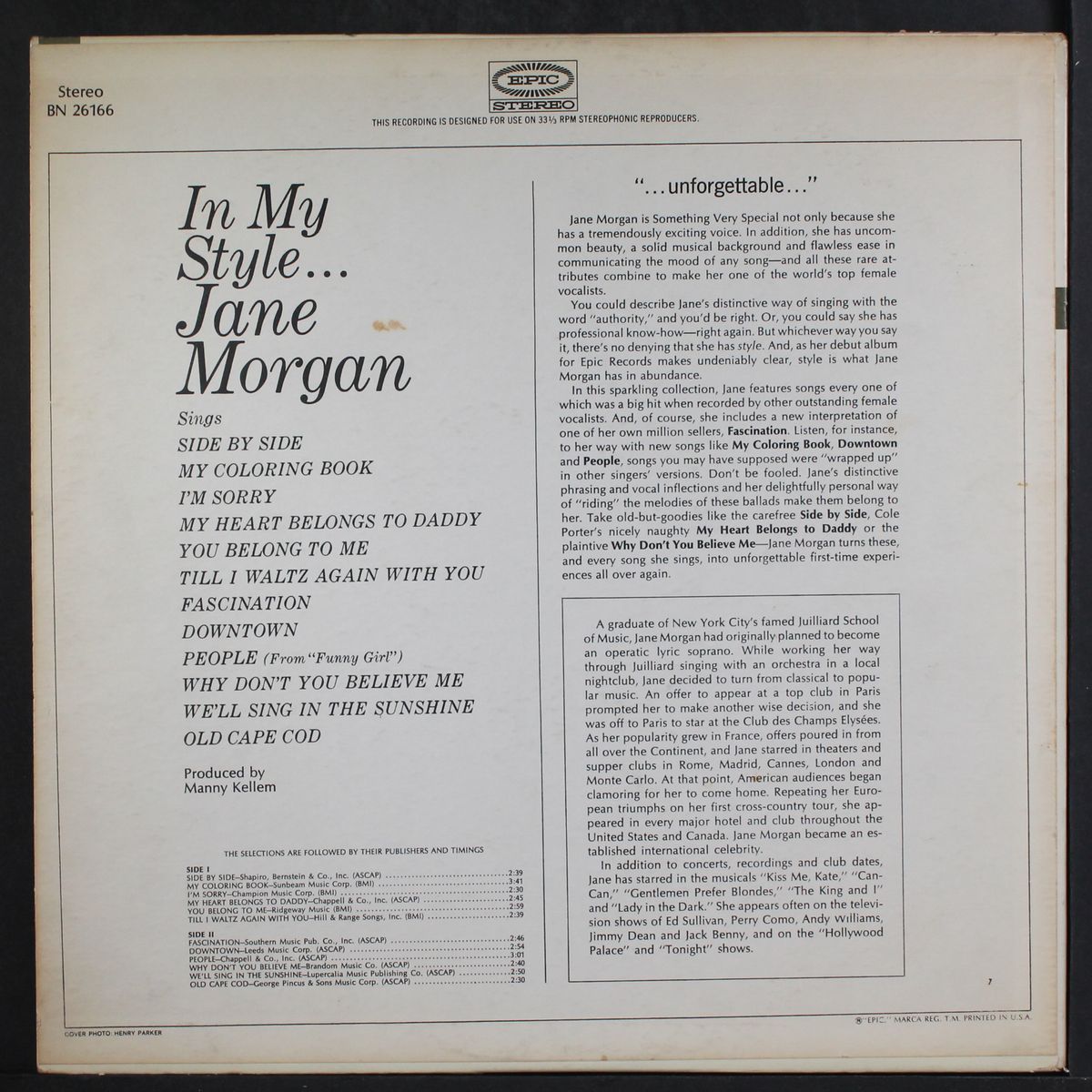 in my style by JANE MORGAN