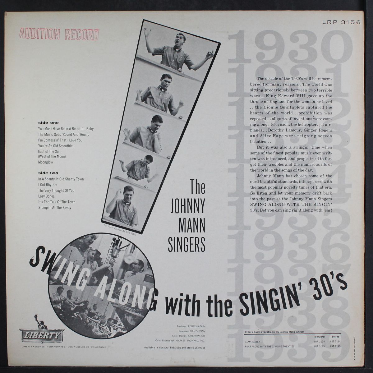 swing along with the singin' 30's by JOHNNY MANN SINGERS