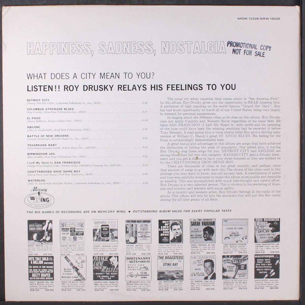 songs of the cities by ROY DRUSKY