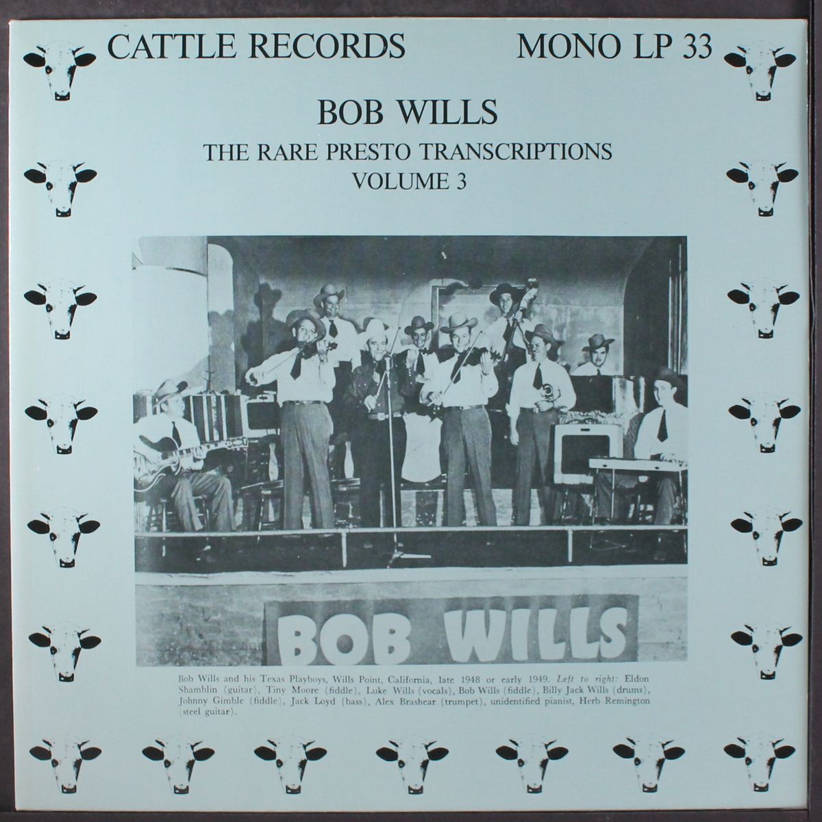 the rare presto transcriptions, vol. 3 by BOB WILLS