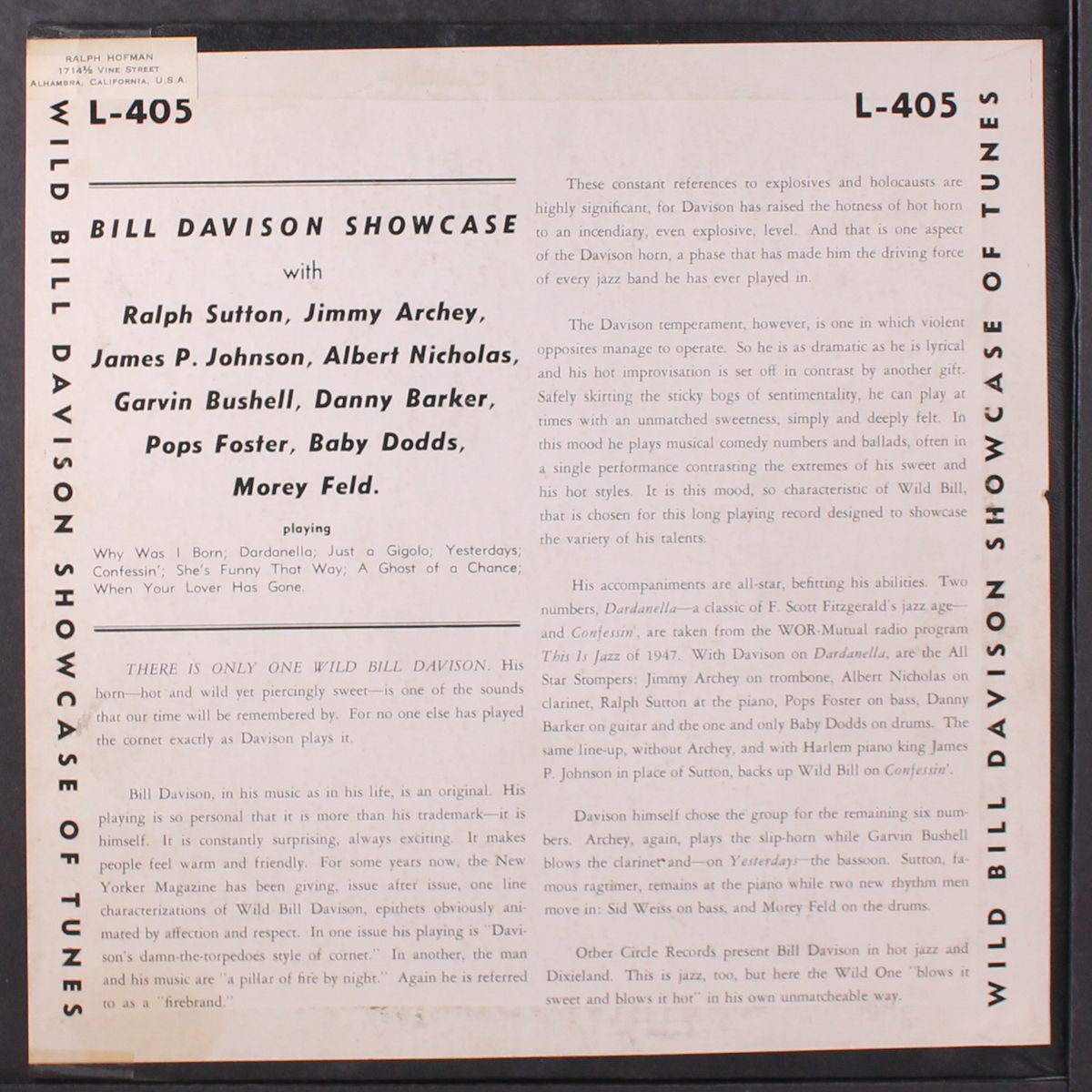 showcase by WILD BILL DAVISON