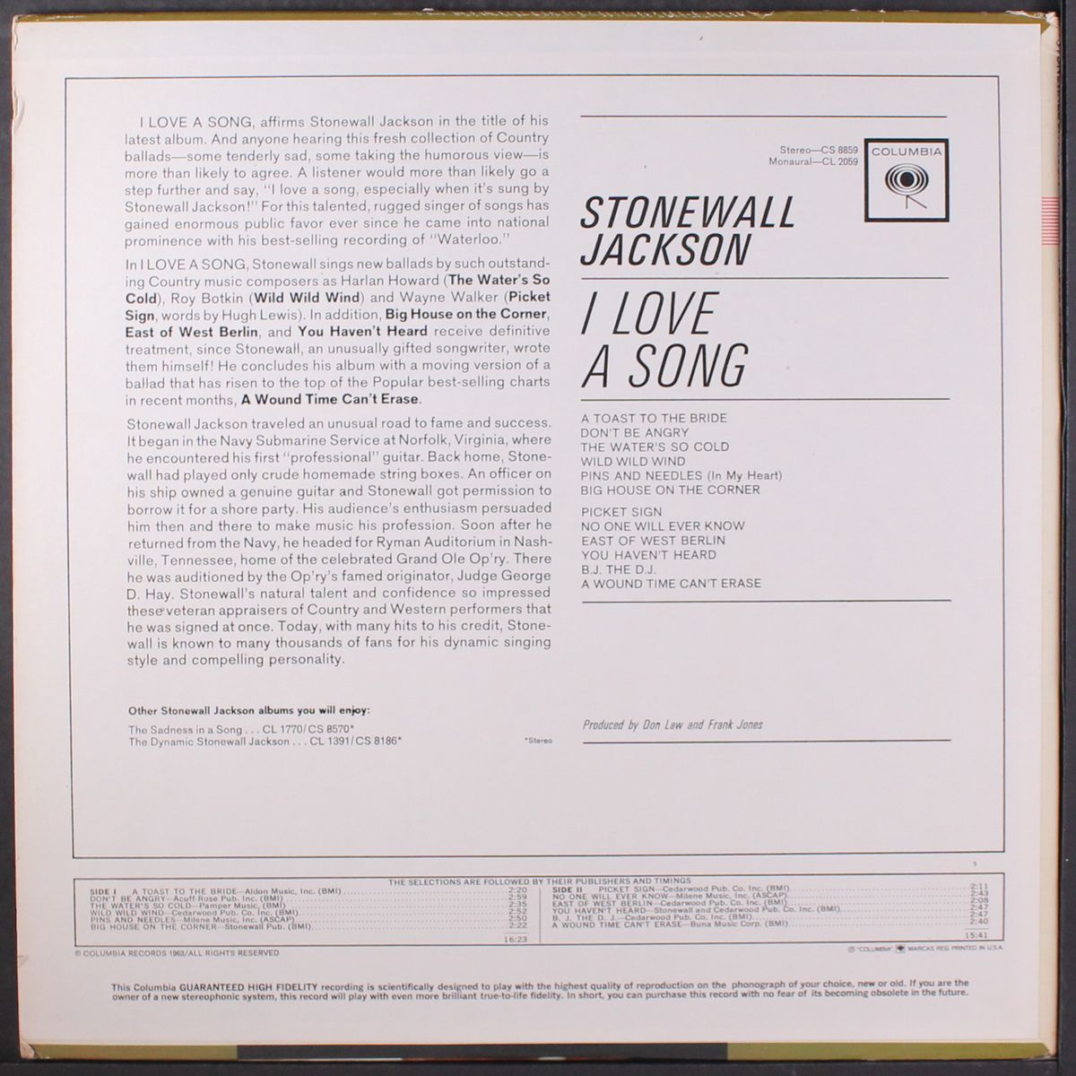 i love a song by STONEWALL JACKSON