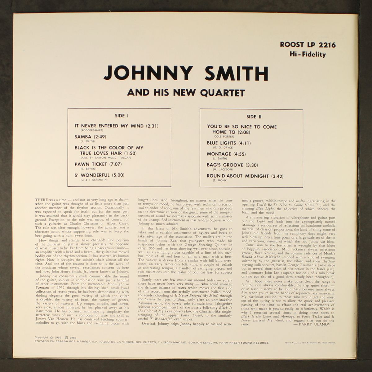 the new johnny smith quartet by JOHNNY SMITH