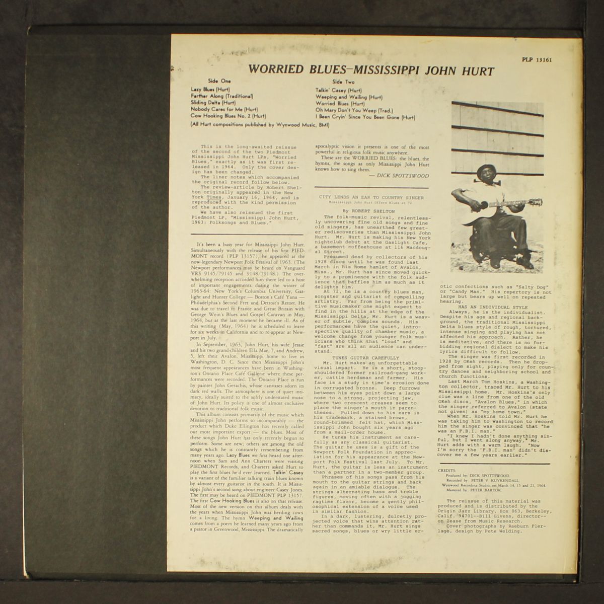 volume 2 of the original piedmont recordings, worried blues by MISSISSIPPI JOHN HURT