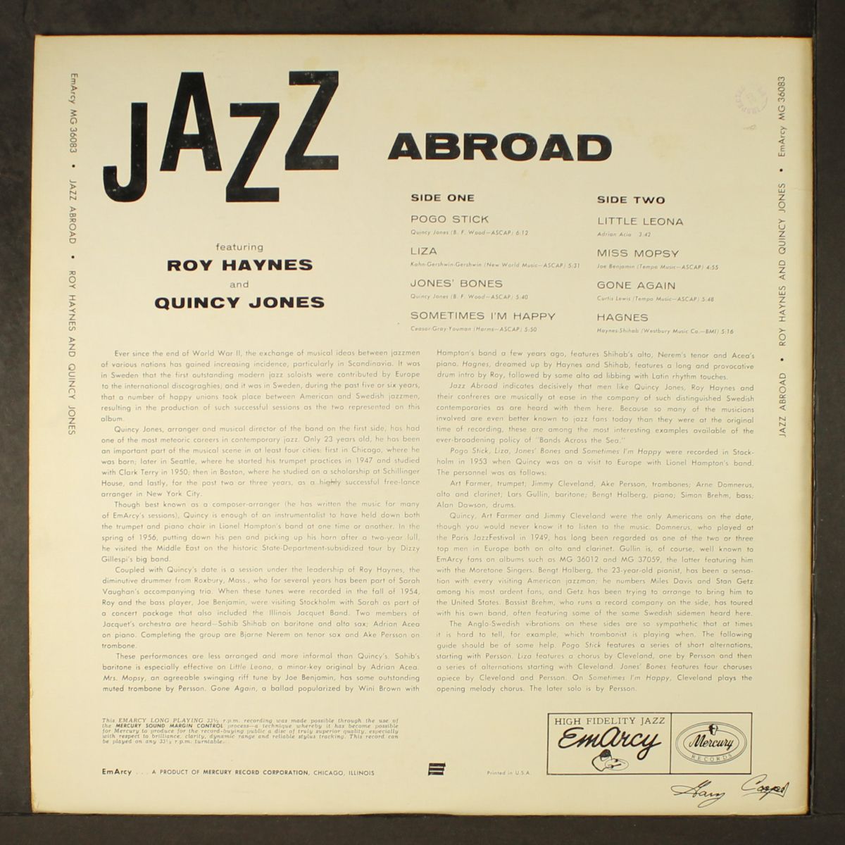 jazz abroad by ROY HAYNES