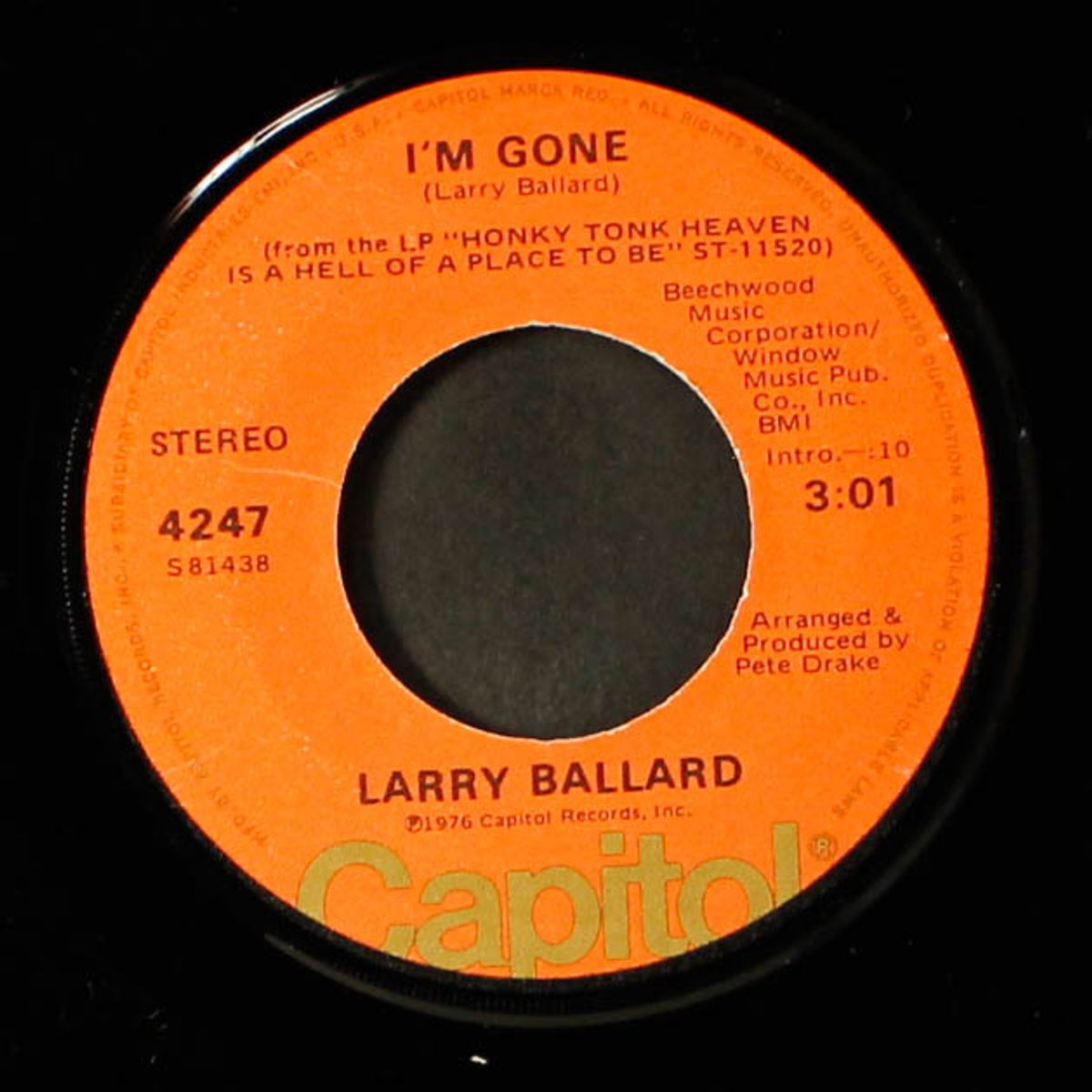 booze the blues away / i'm gone by LARRY BALLARD