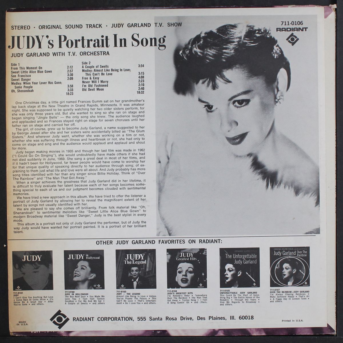 judy's portrait in song by JUDY GARLAND