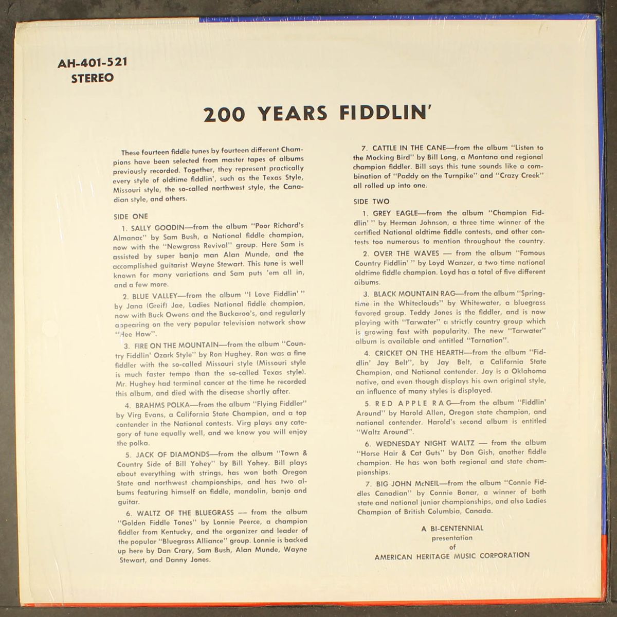 200 years fiddlin' by VARIOUS