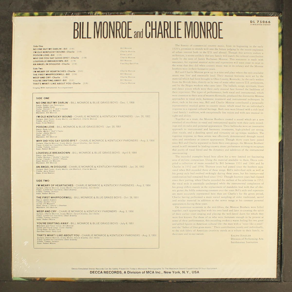 and charlie monroe by BILL MONROE