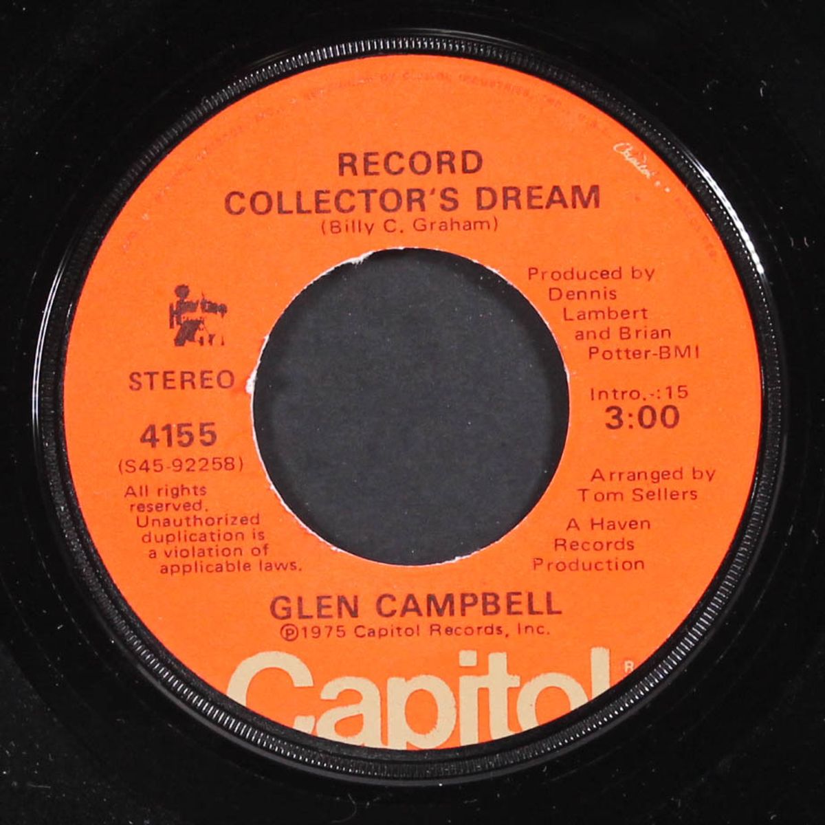 country boy (you got your feet in l.a.) / record collector's dream by GLEN CAMPBELL