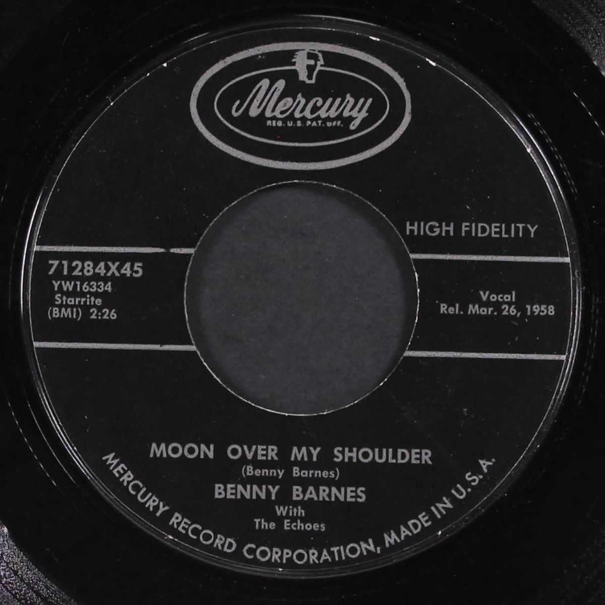 moon over my shoulder / lonely street by BENNY BARNES