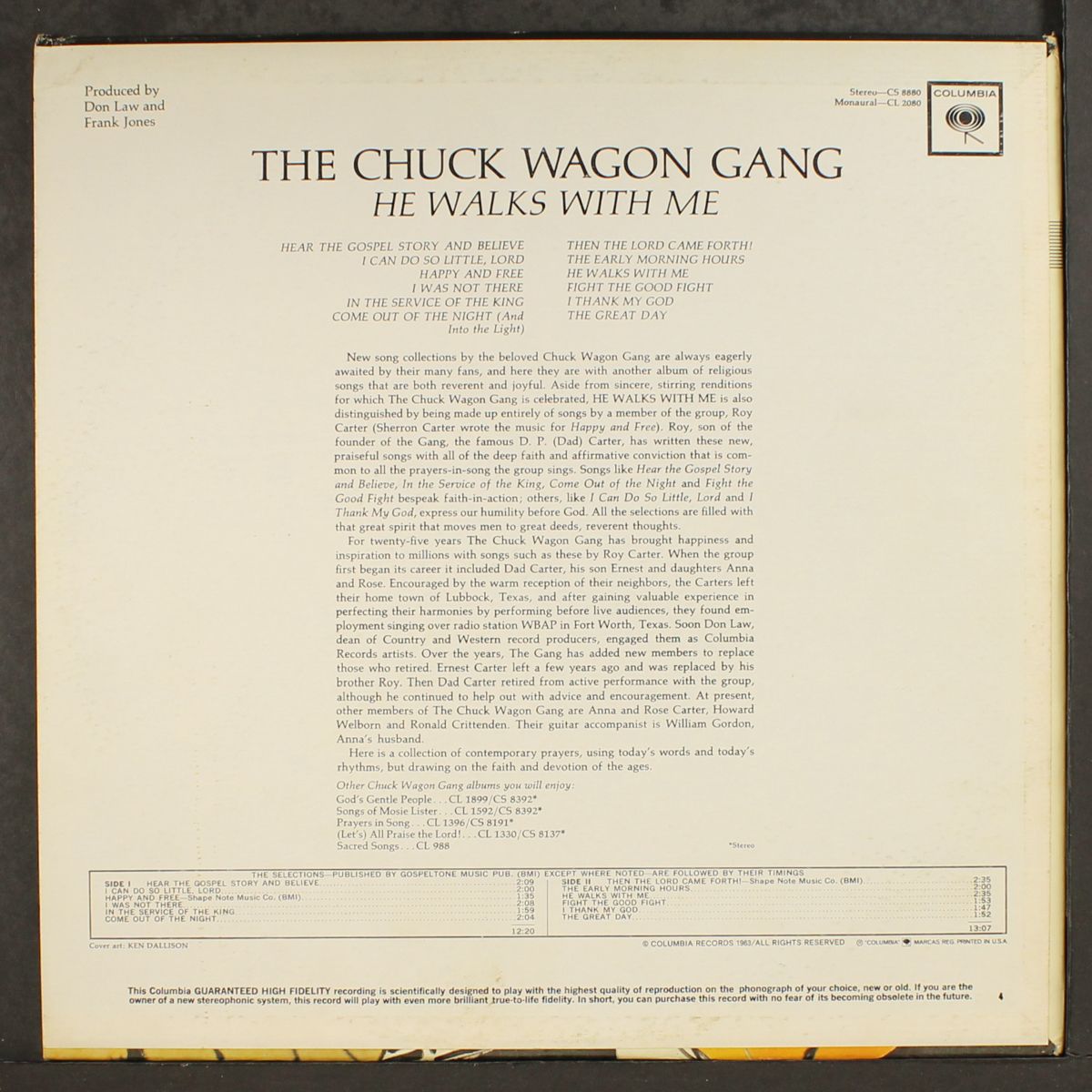 he walks with me by CHUCK WAGON GANG