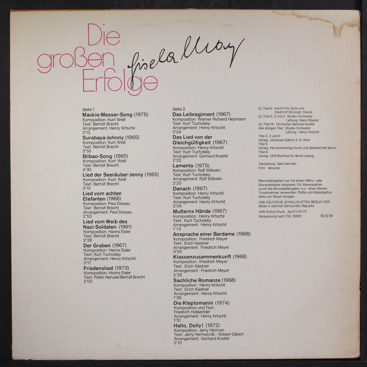 die groben erfolge by GISELA MAY