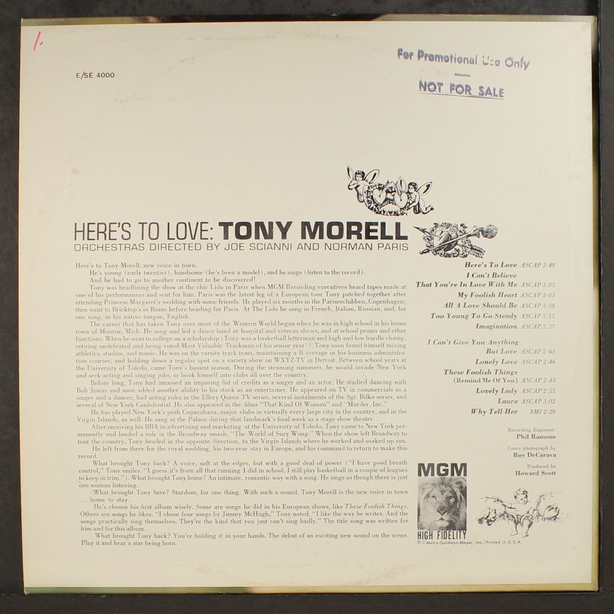 here's to love by TONY MORELL