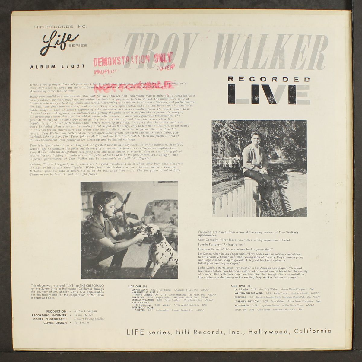 recorded live by TROY WALKER