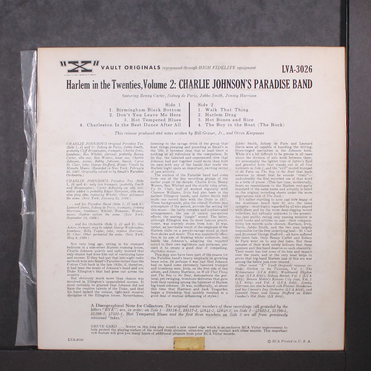 harlem in the twenties, vol. 2 by CHARLIE JOHNSON'S PARADISE BAND
