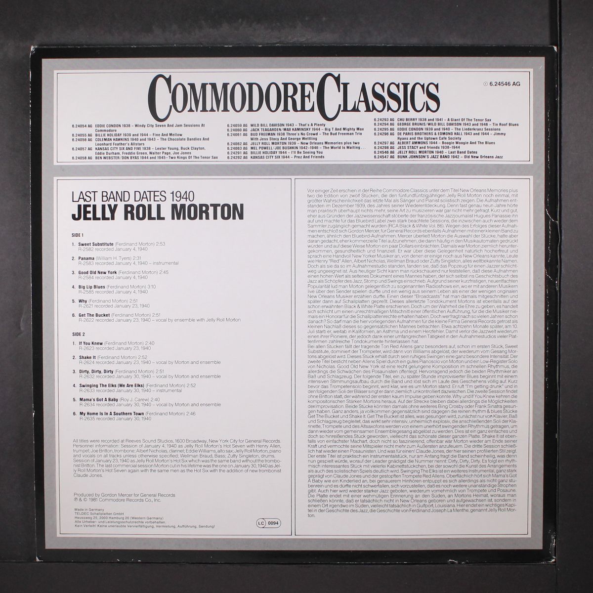 last band dates 1940 by JELLY ROLL MORTON