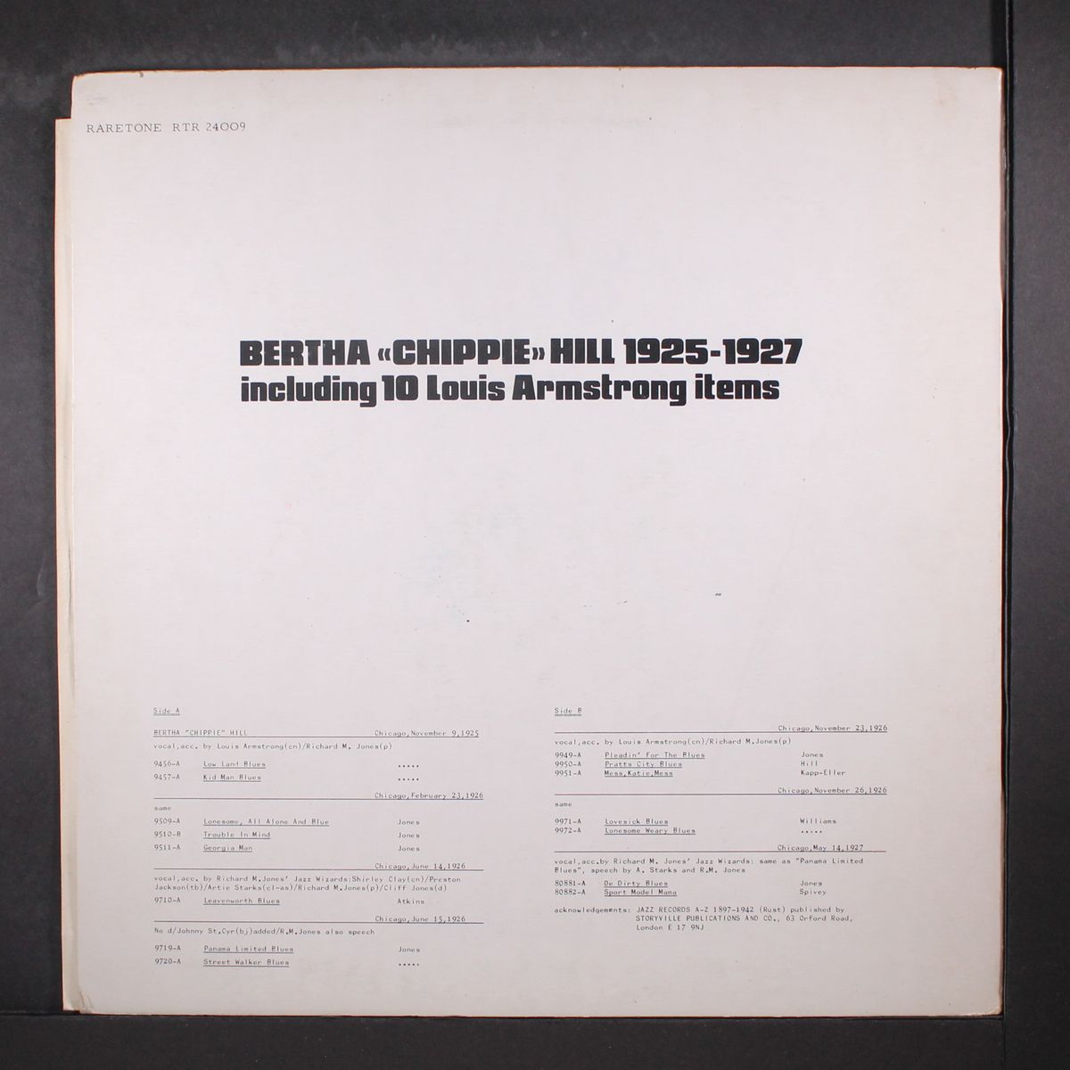 1925-1927, including 10 louis armstrong items by BERTHA 'CHIPPIE' HILL