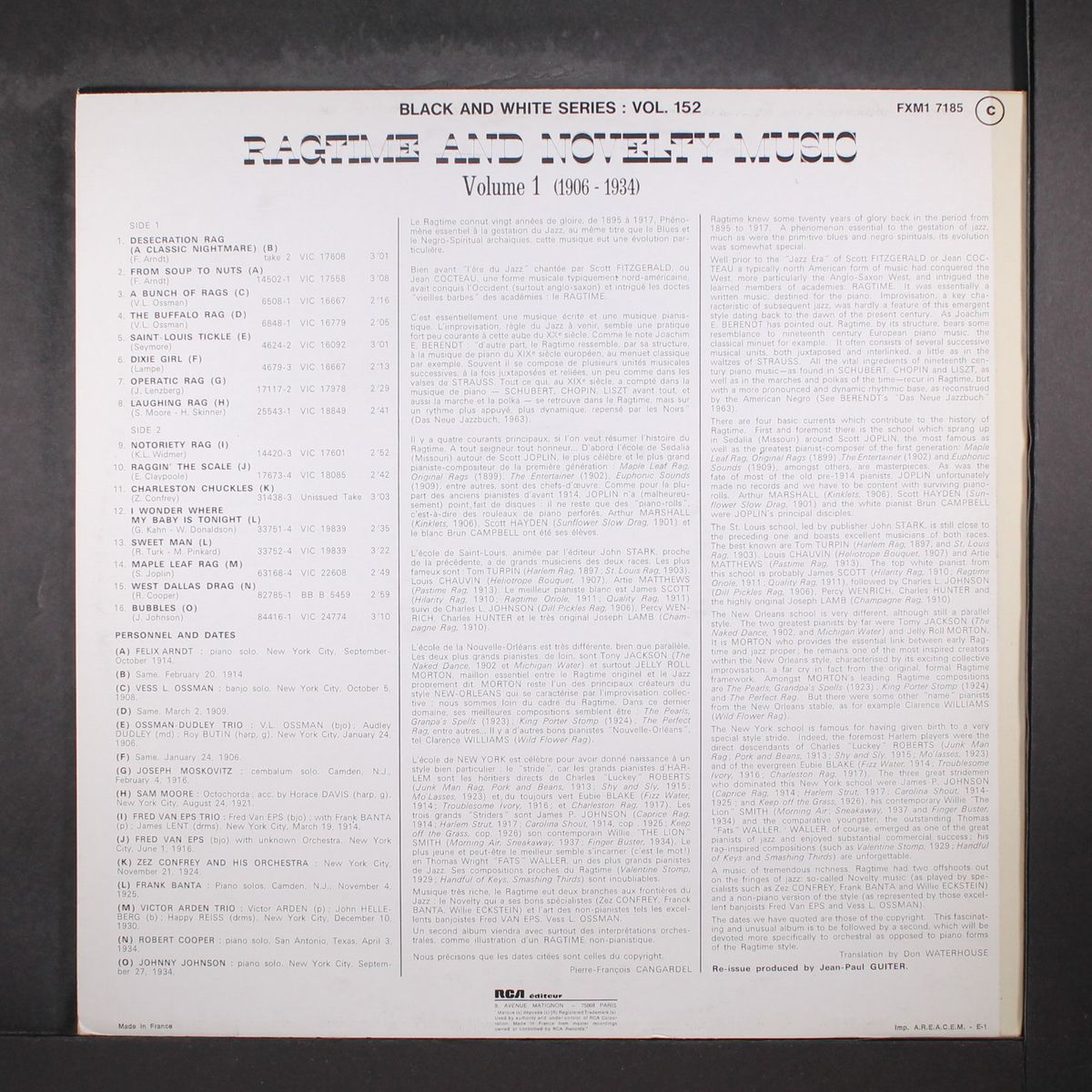 ragtime and novelty music volume 1 (1906-1934) by VARIOUS