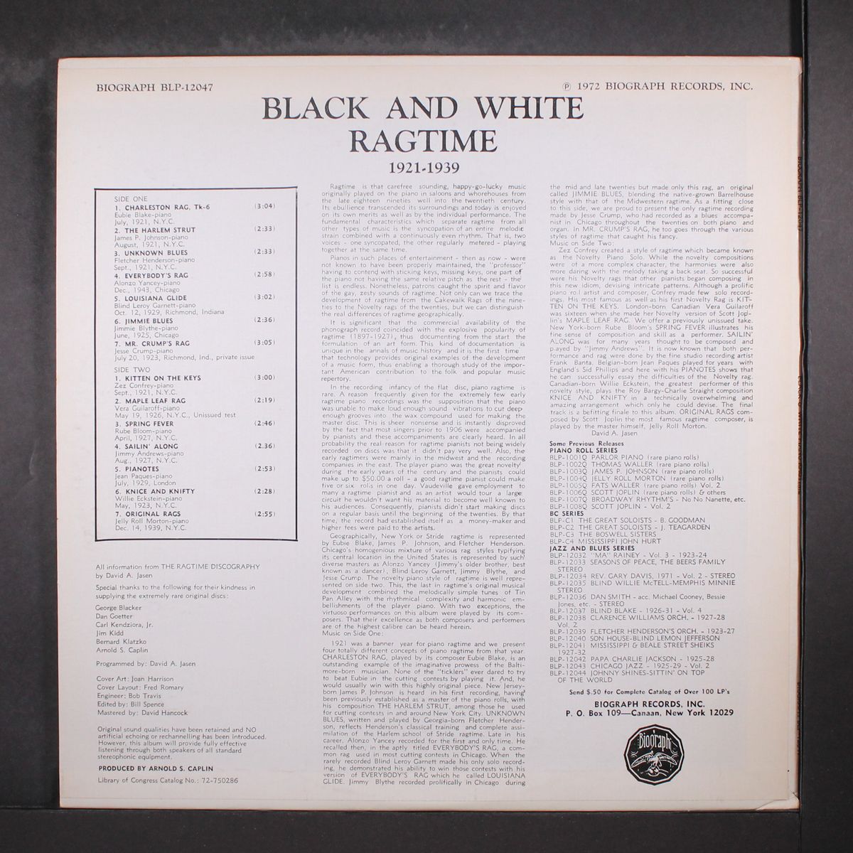 black & white piano ragtime by VARIOUS