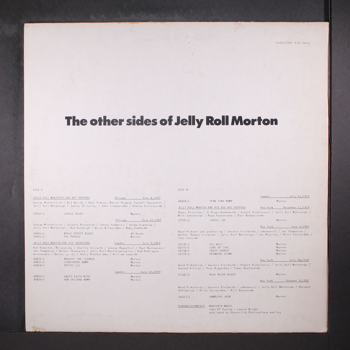 the other side of jelly roll morton by JELLY ROLL MORTON