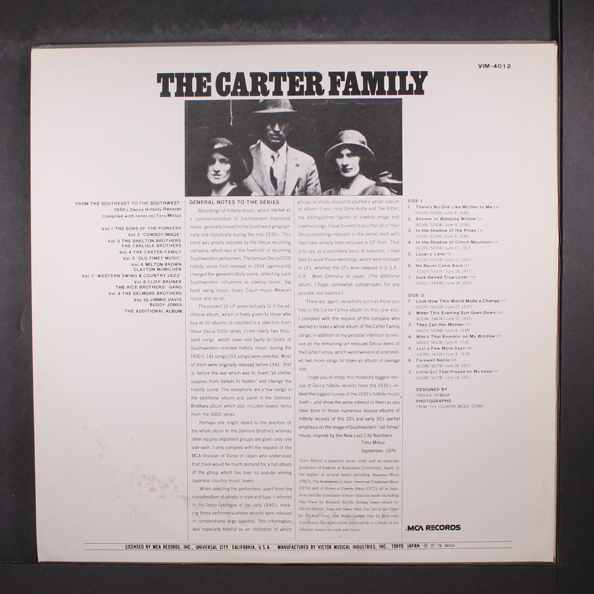 the carter family: a.p., sara, and maybelle carter by CARTER FAMILY