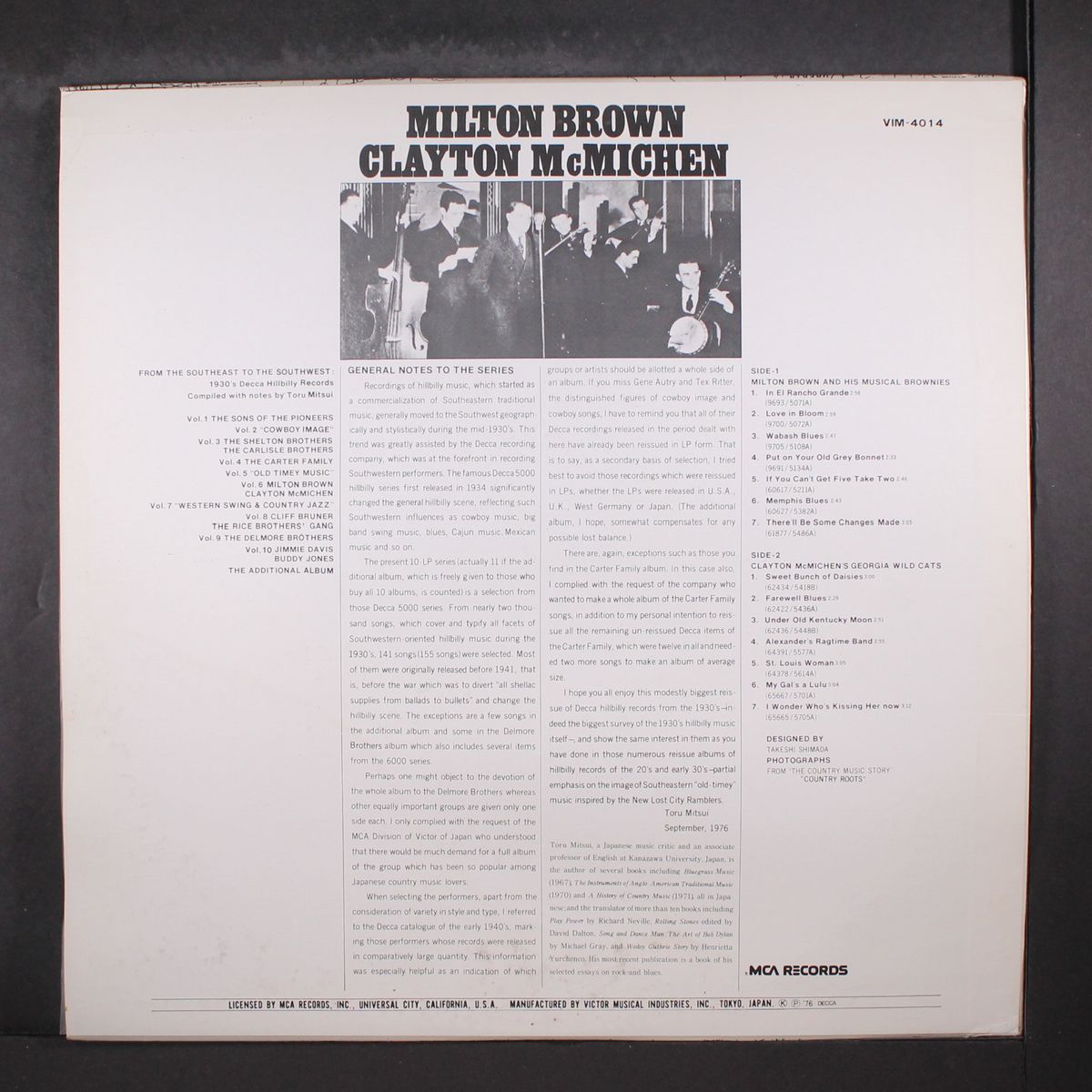 from the southeast to the southwest by MILTON BROWN / CLAYTON MCMICHEN
