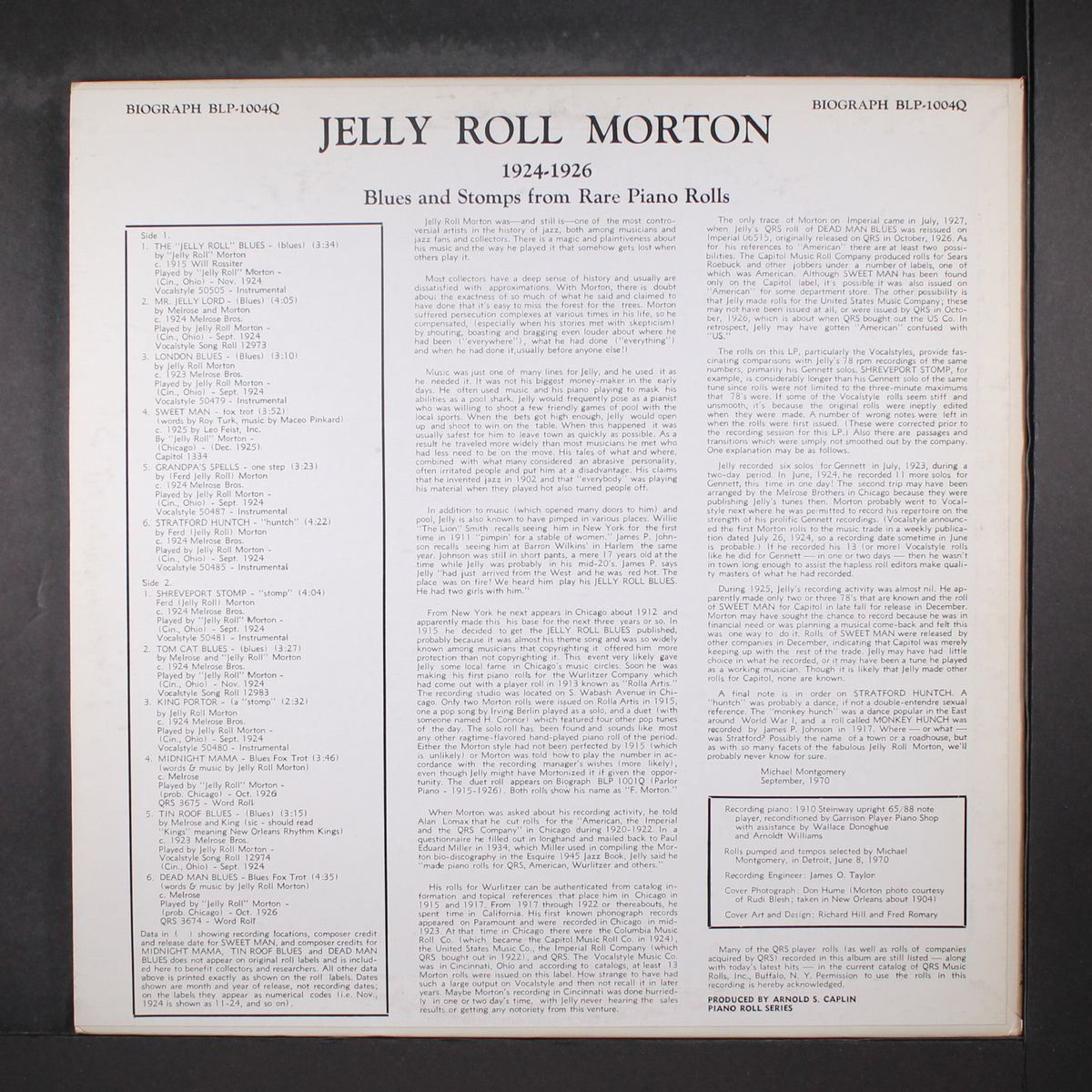 blues and stomps from rare piano rolls by JELLY ROLL MORTON