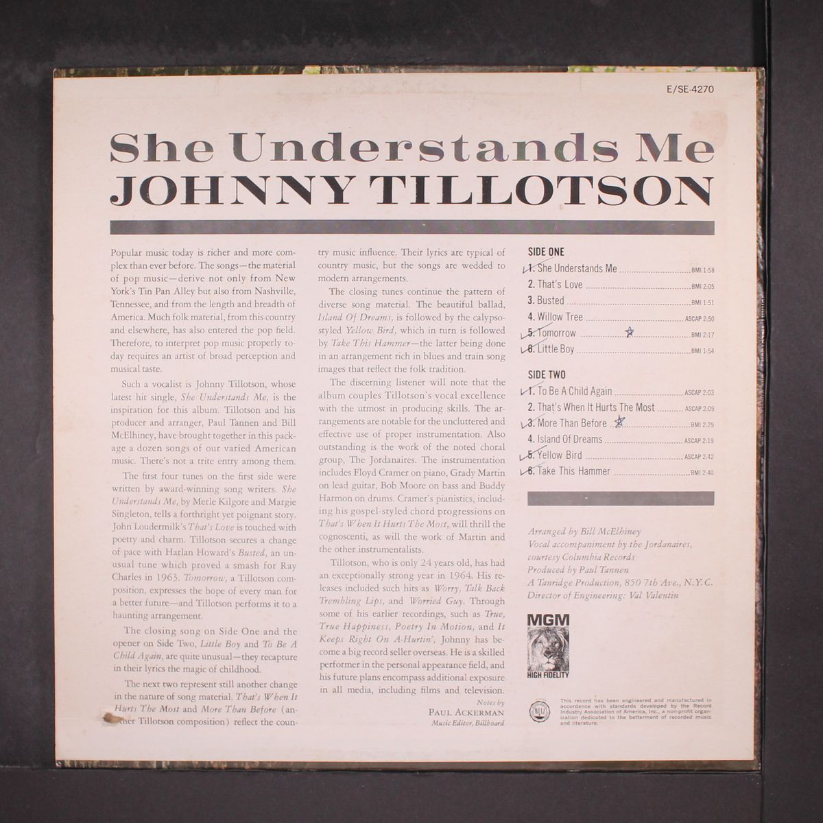 she understands me by JOHNNY TILLOTSON
