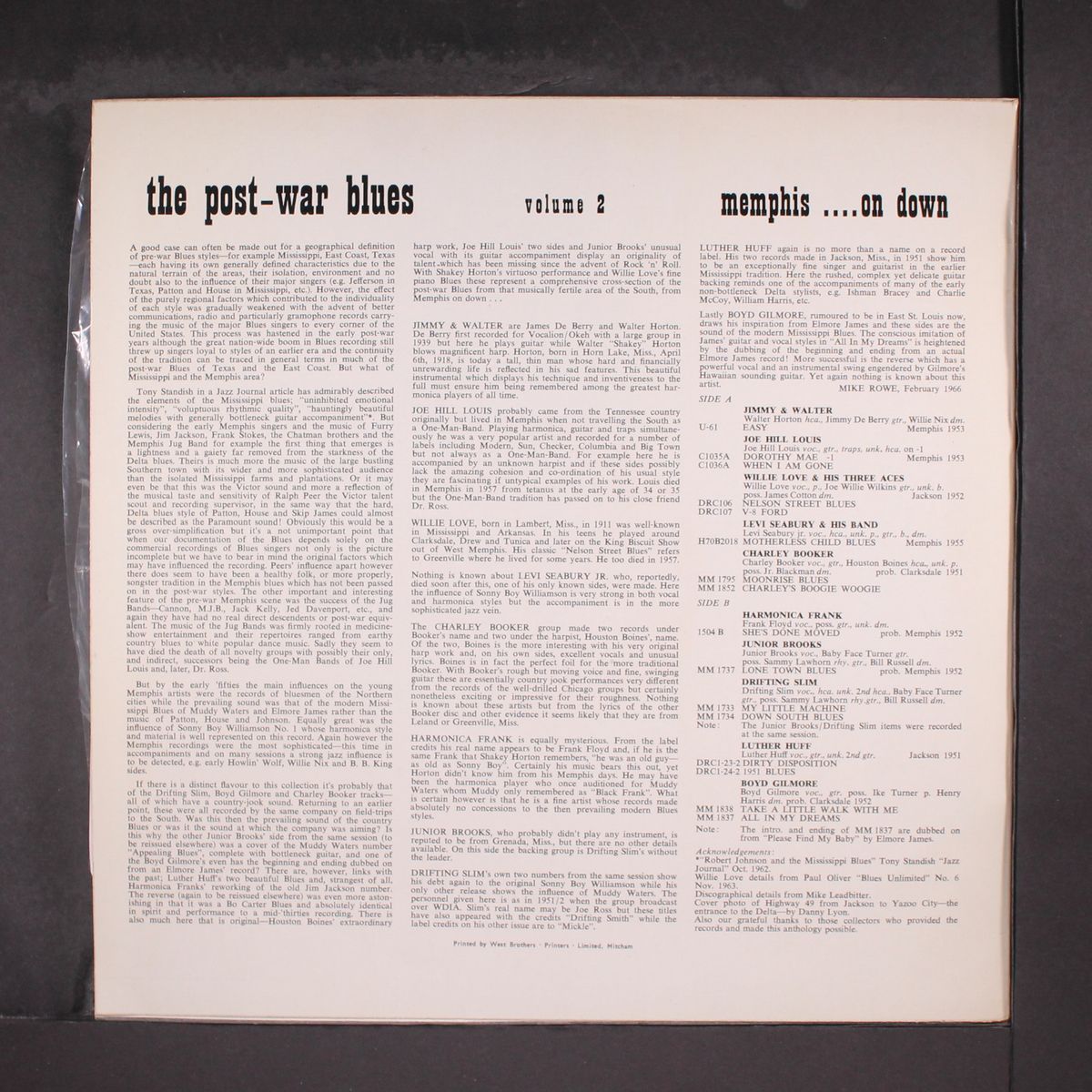 the post-war blues; memphis on down by VARIOUS