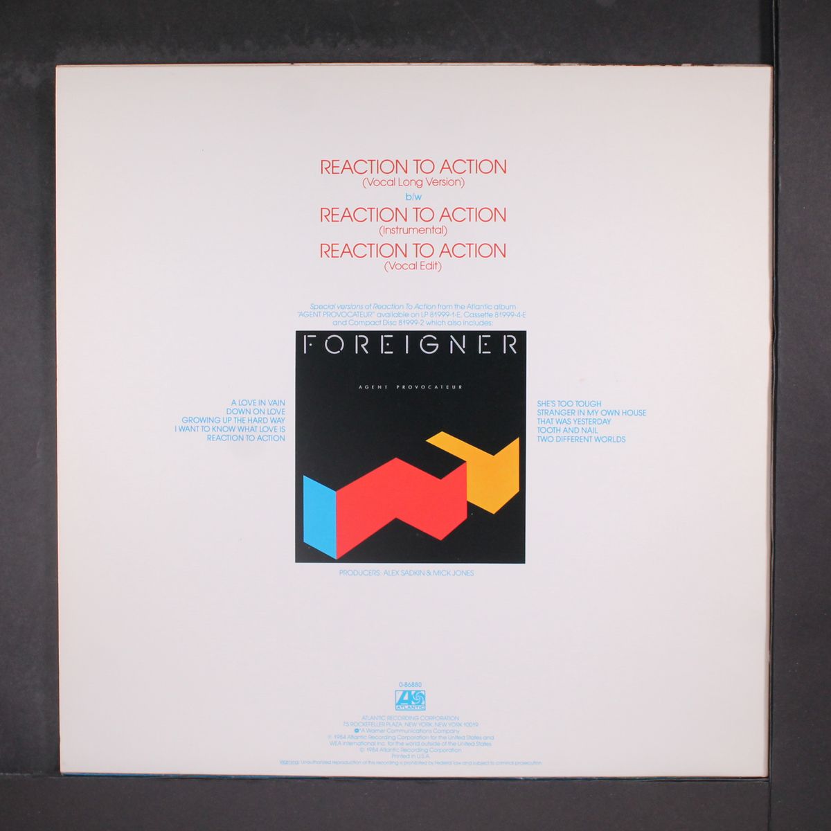 reaction to action by FOREIGNER