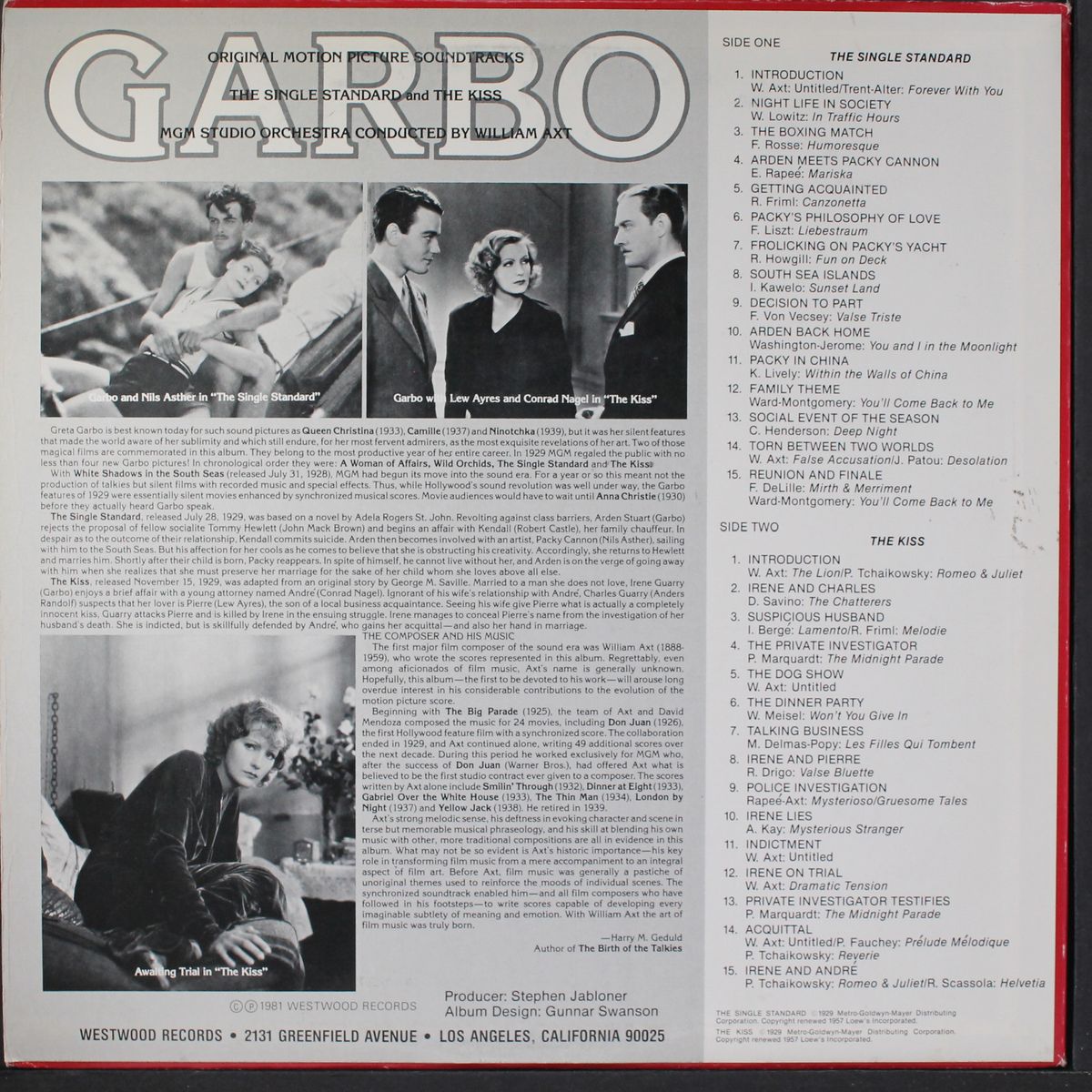 garbo: the single standard / the kiss by SOUNDTRACK
