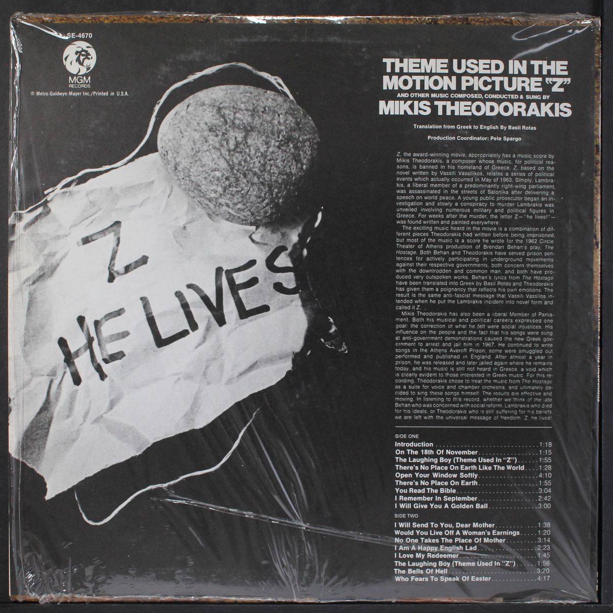 theme used in the motion picture "z" by MIKIS THEODORAKIS