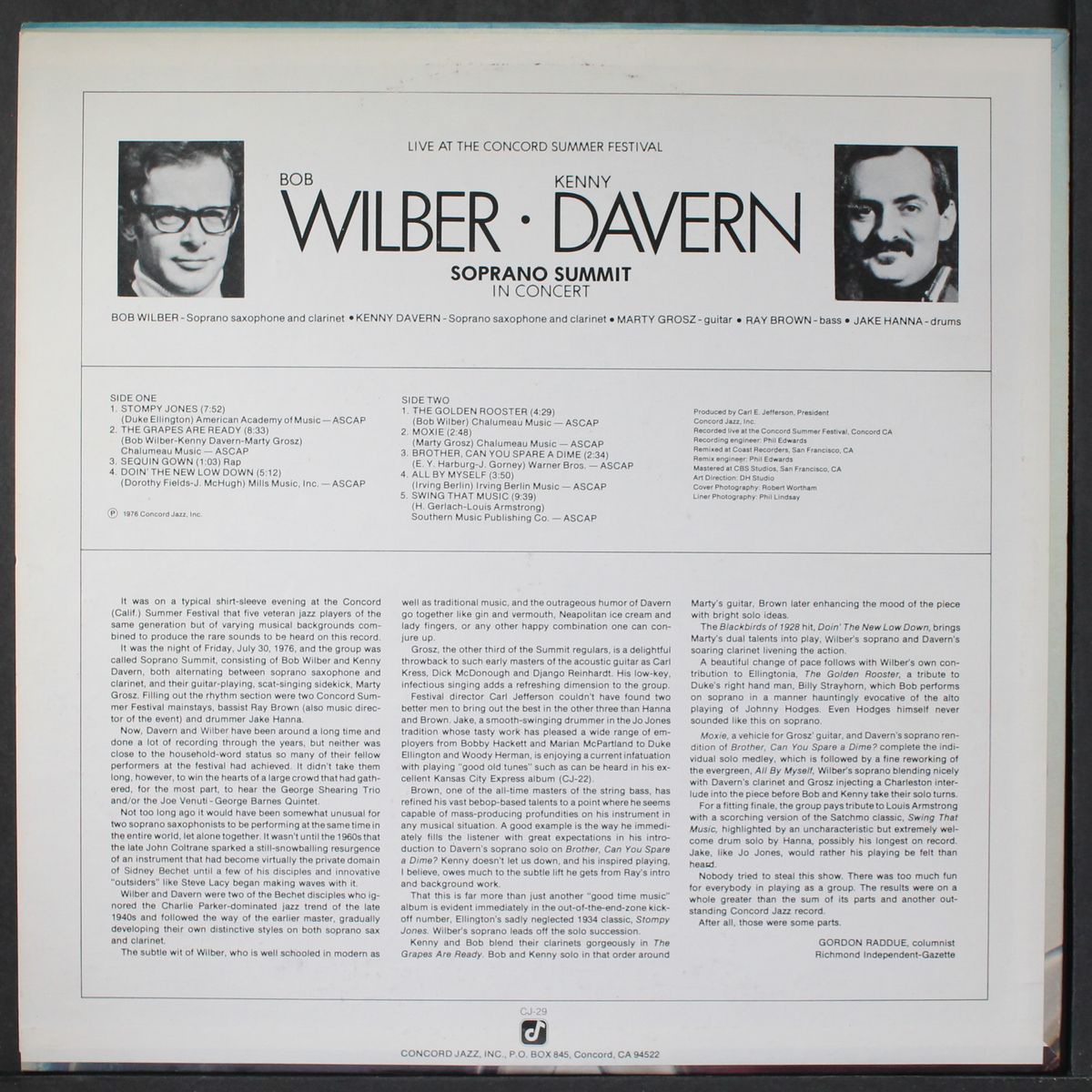 soprano summit in concert by BOB WILBER & KENNY DAVERN