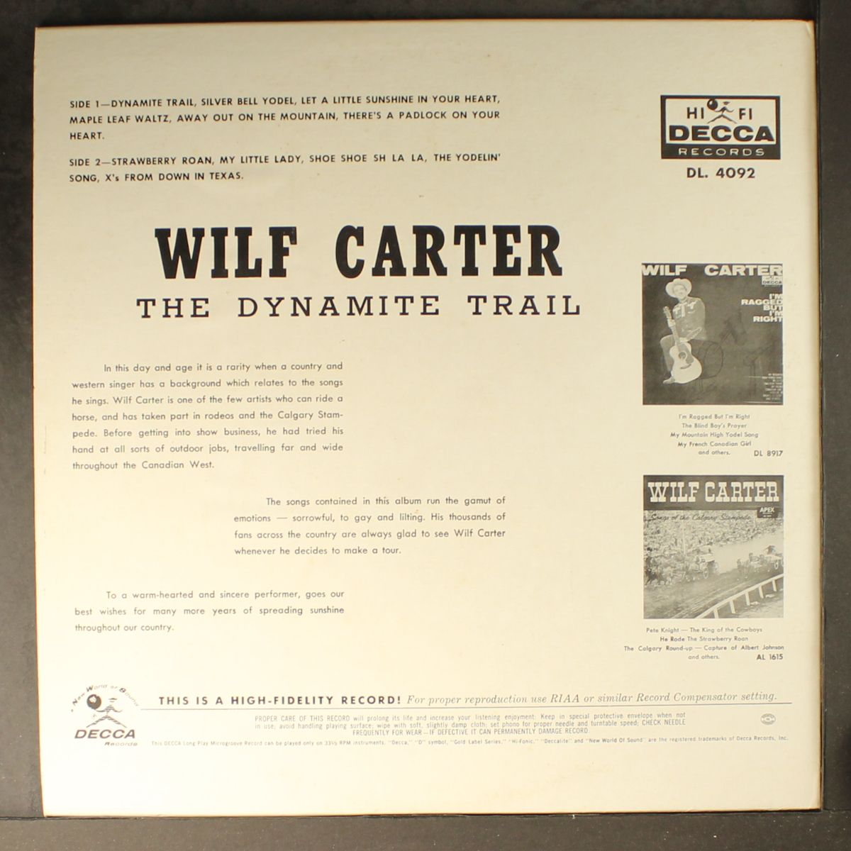 the dynamite trail by WILF CARTER