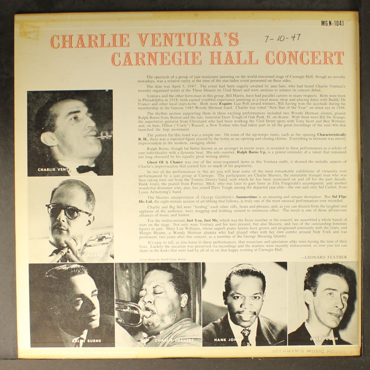 carnegie hall concert by CHARLIE VENTURA