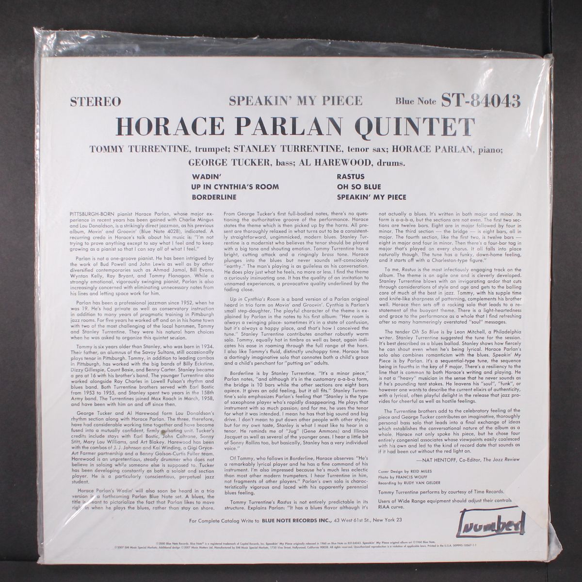 speakin' my piece by HORACE PARLAN