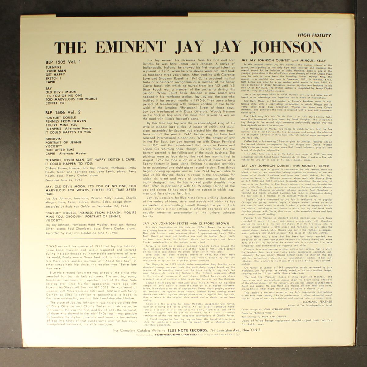the eminent jay jay johnson vol. 1 by JAY JAY JOHNSON