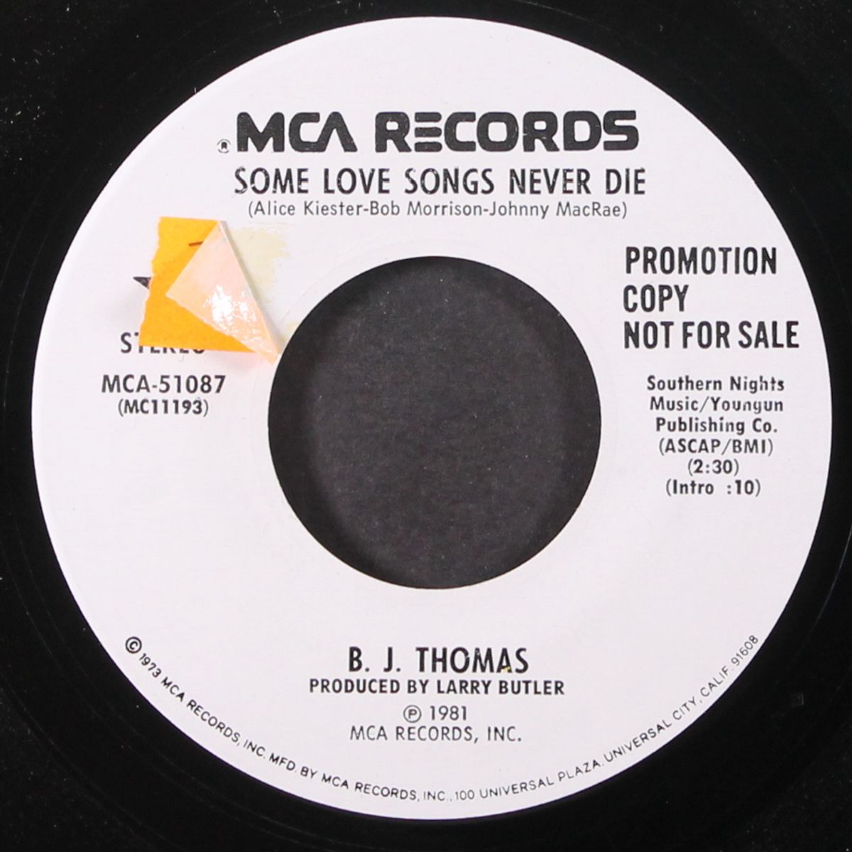 some love songs never die / same by B.J. THOMAS