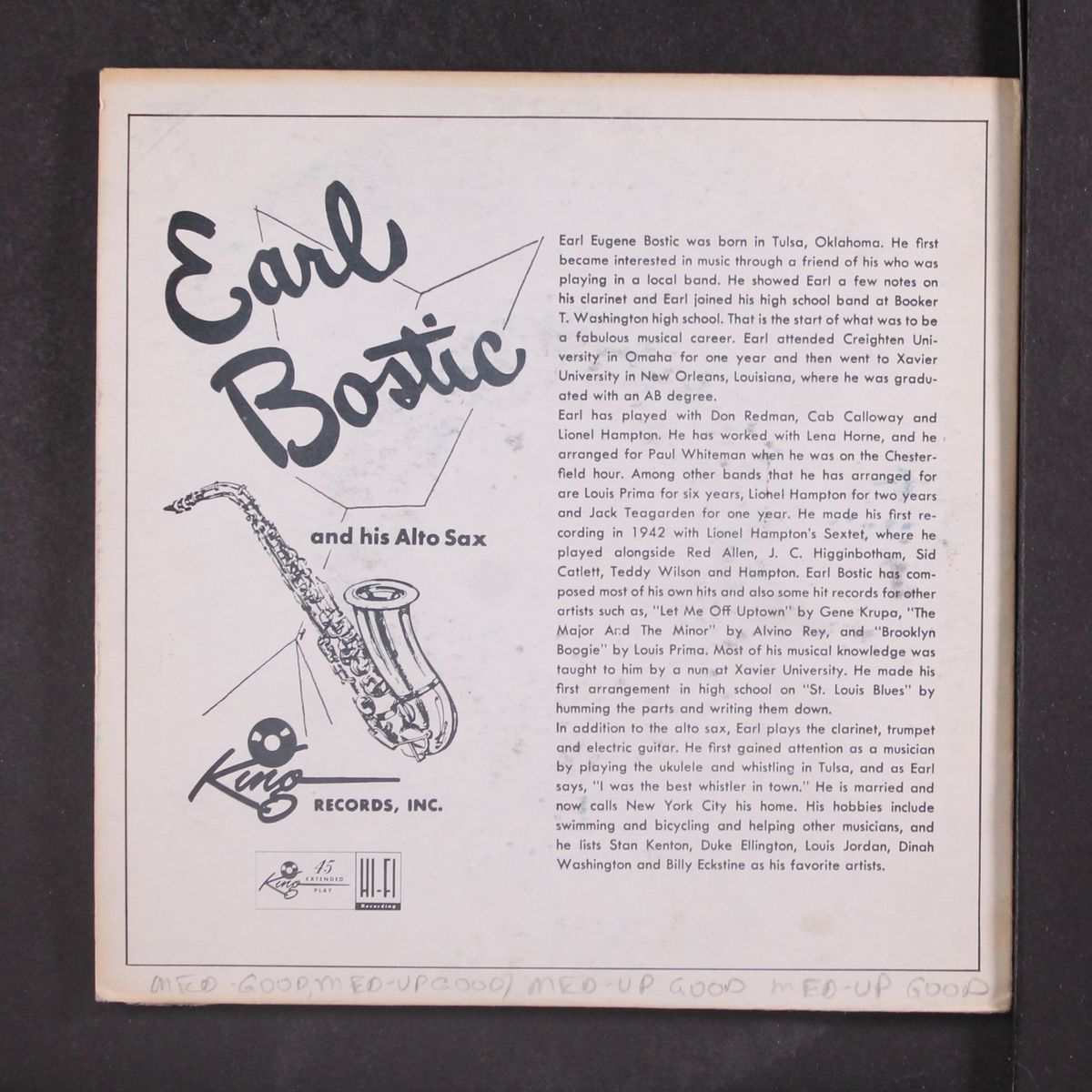 plays sweet tunes of the fantastic 50s by EARL BOSTIC