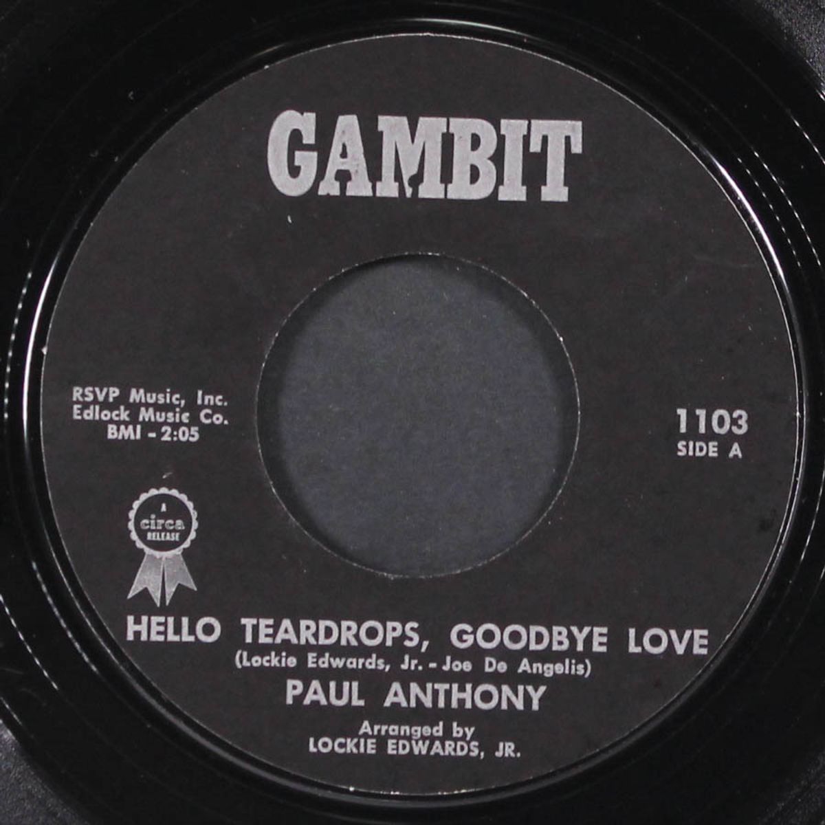 hello teardrops, goodbye love / angel face by PAUL ANTHONY