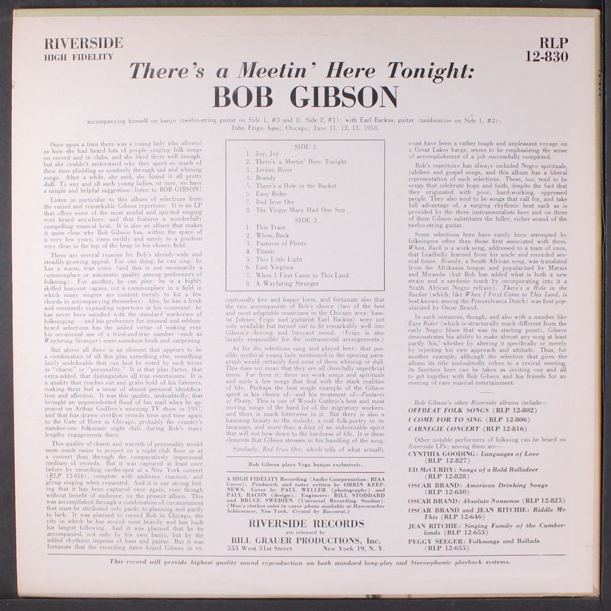 there's a meetin' here tonight by BOB GIBSON