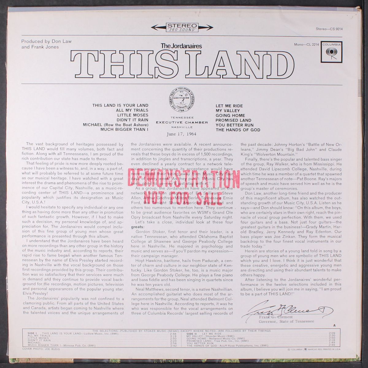 this land by JORDANAIRES