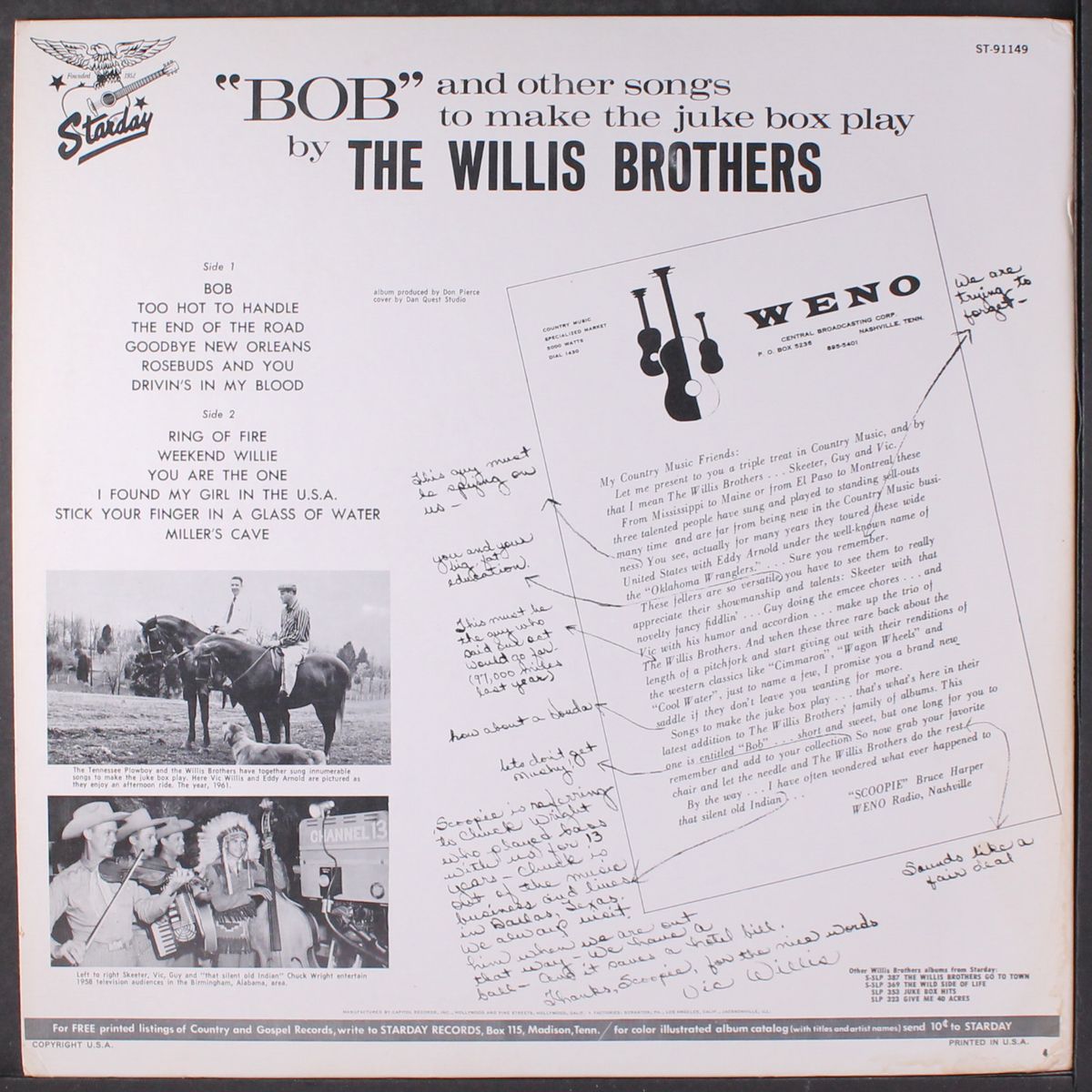 bob & other songs to make the juke box play by WILLIS BROTHERS