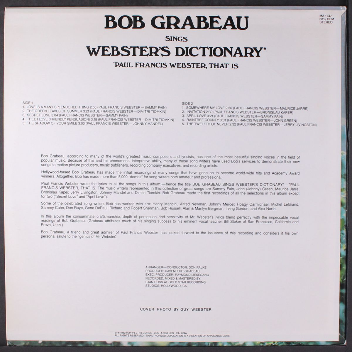 sings webster's dictionary by BOB GRABEAU