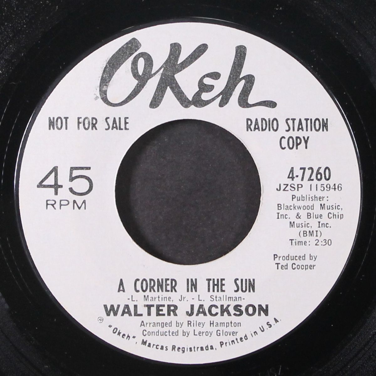 a corner in the sun / not you by WALTER JACKSON