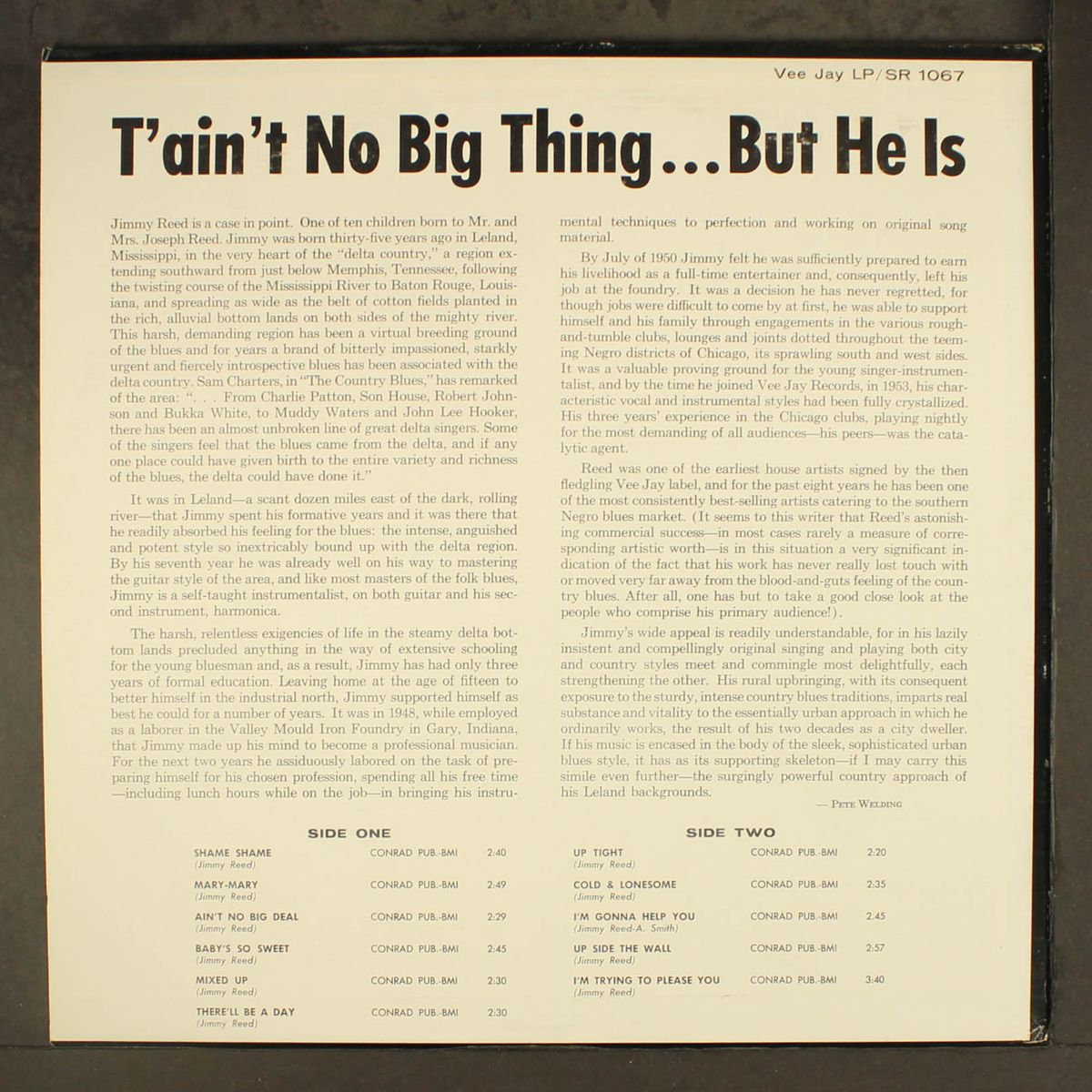 t'aint no big thing but he is... by JIMMY REED