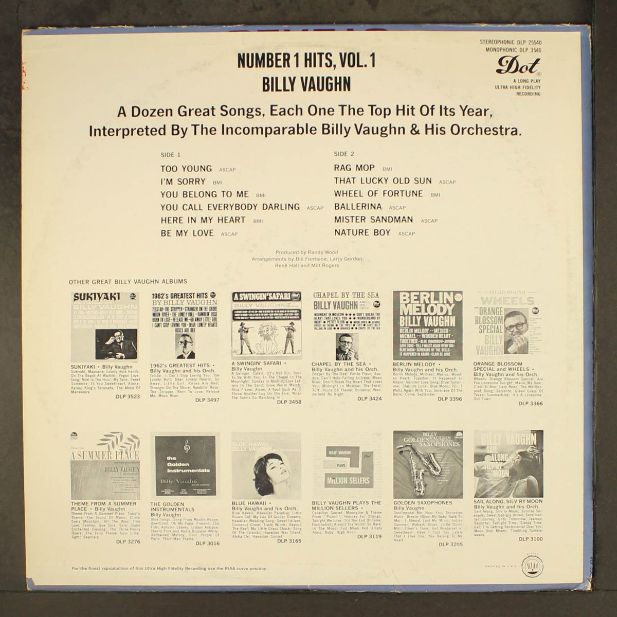 number 1 hits, vol. 1 by BILLY VAUGHN