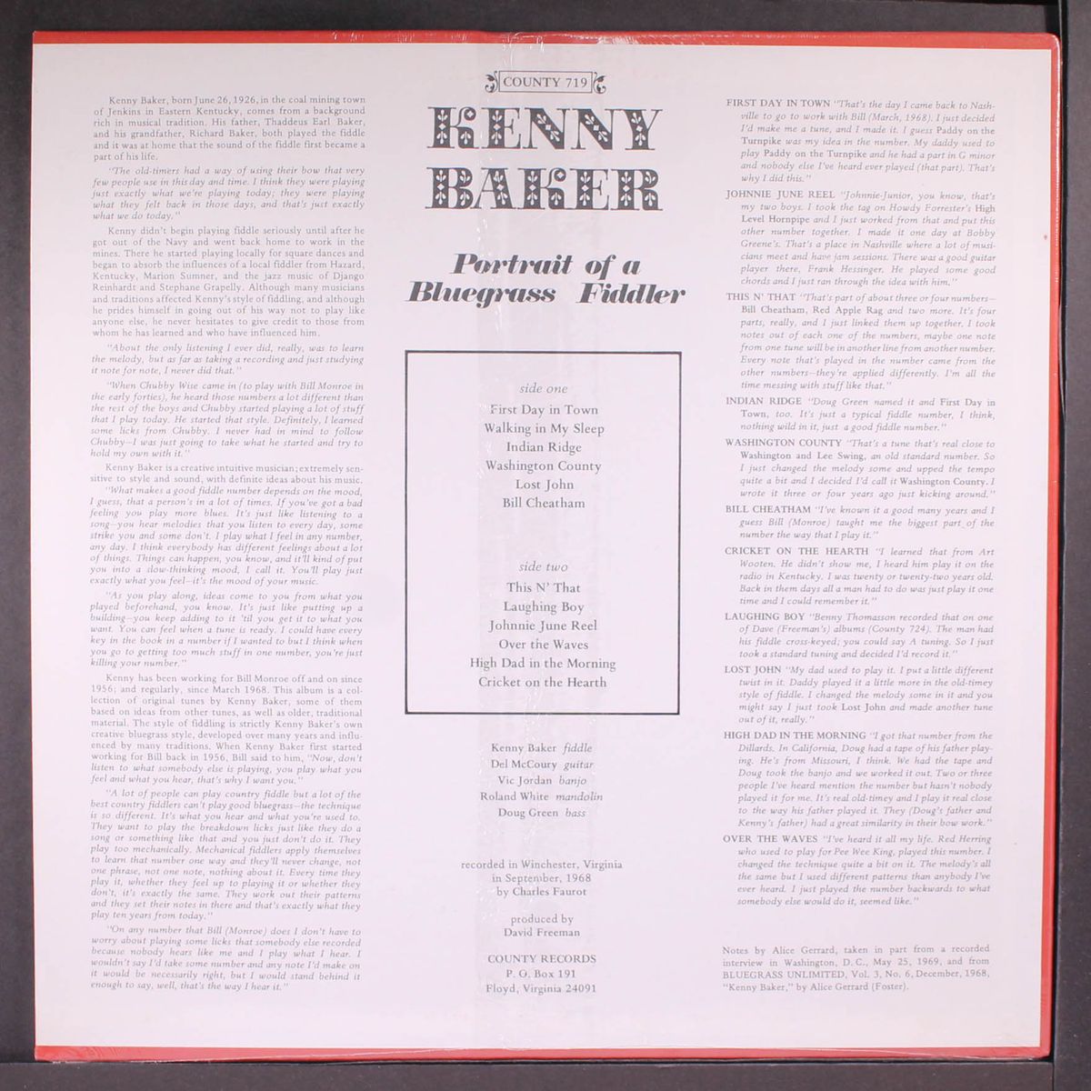 portrait of a bluegrass fiddler by KENNY BAKER
